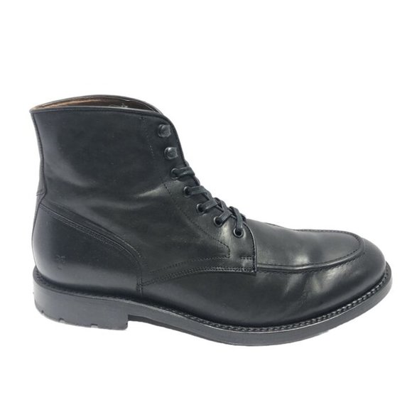 Frye Men’s Bowery Moc Lace Up Boots Black Leather, Size 12 M